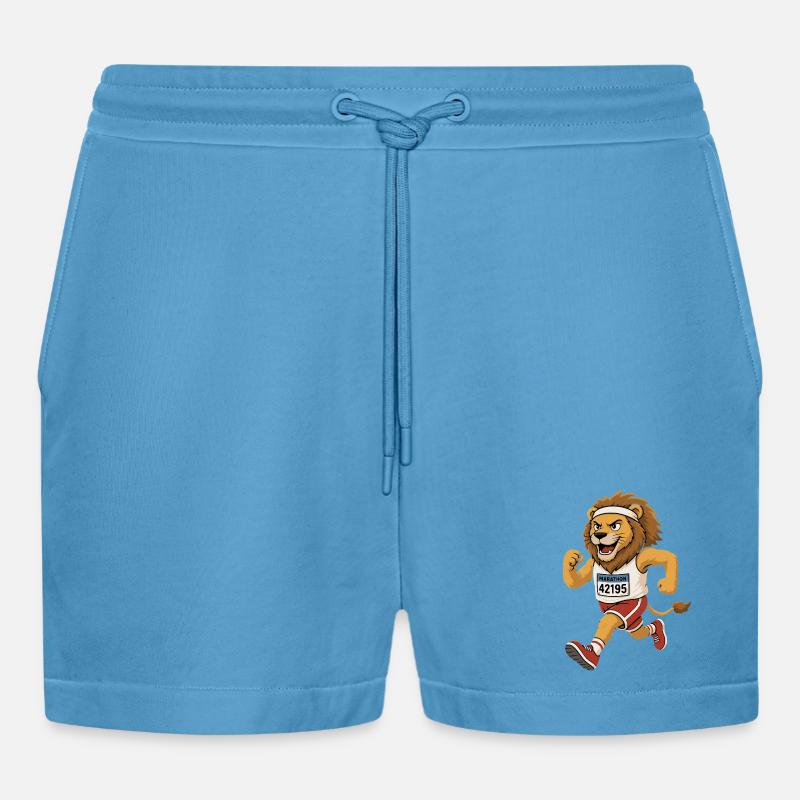 Laufender Löwe im Comic Stil - Organic Relaxed Cropped Shorts Made in EU -  Sol Blue