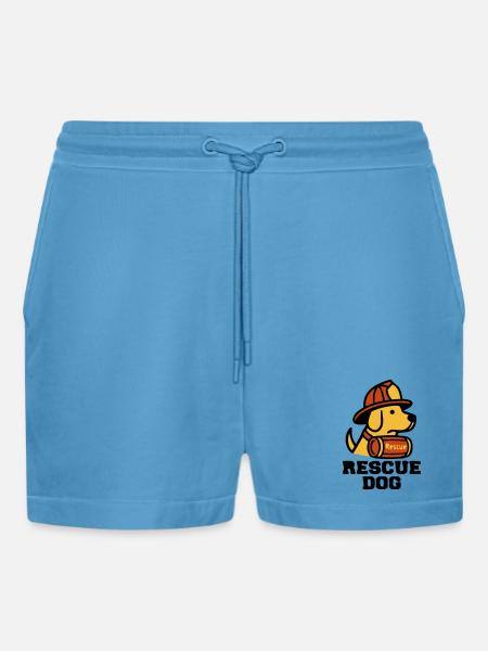 Fire Dog Rescue Dog Logo - Organic Relaxed Cropped Shorts Made in EU - Sol Blue