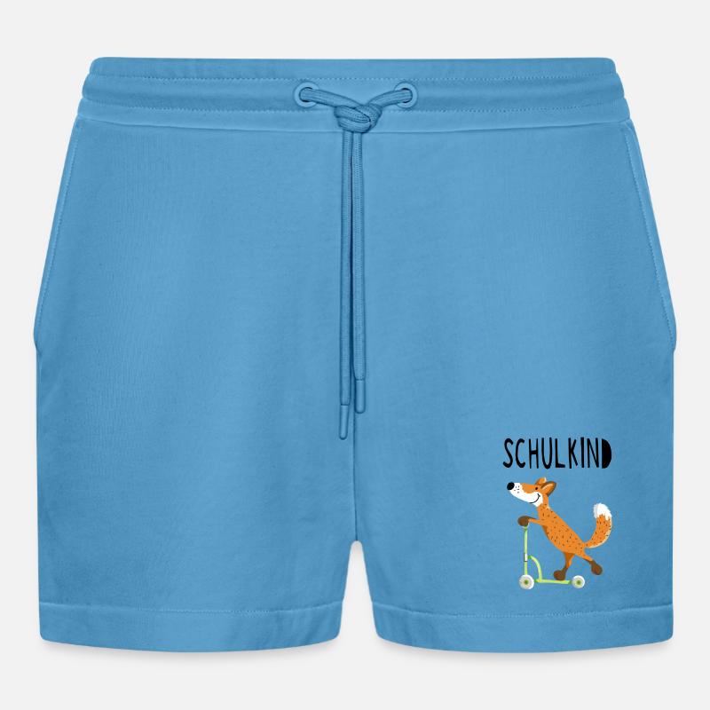 Endlich Schuldkind - Kleiner Fuchs mit Roller - Organic Relaxed Cropped Shorts Made in EU -  Sol Blue