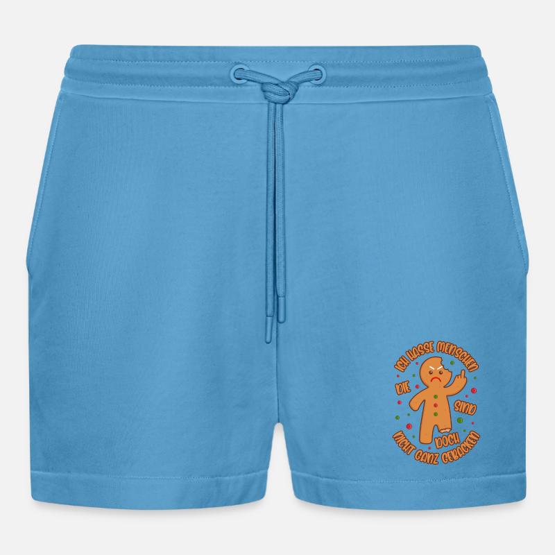 Lebkuchenmann Ich hasse Menschen Gebacken Geschenk - Organic Relaxed Cropped Shorts Made in EU - Sol Blue
