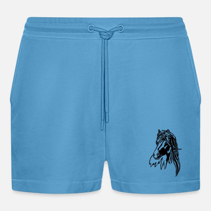 Pferd Kopf - Organic Relaxed Cropped Shorts Made in EU - Sol Blue