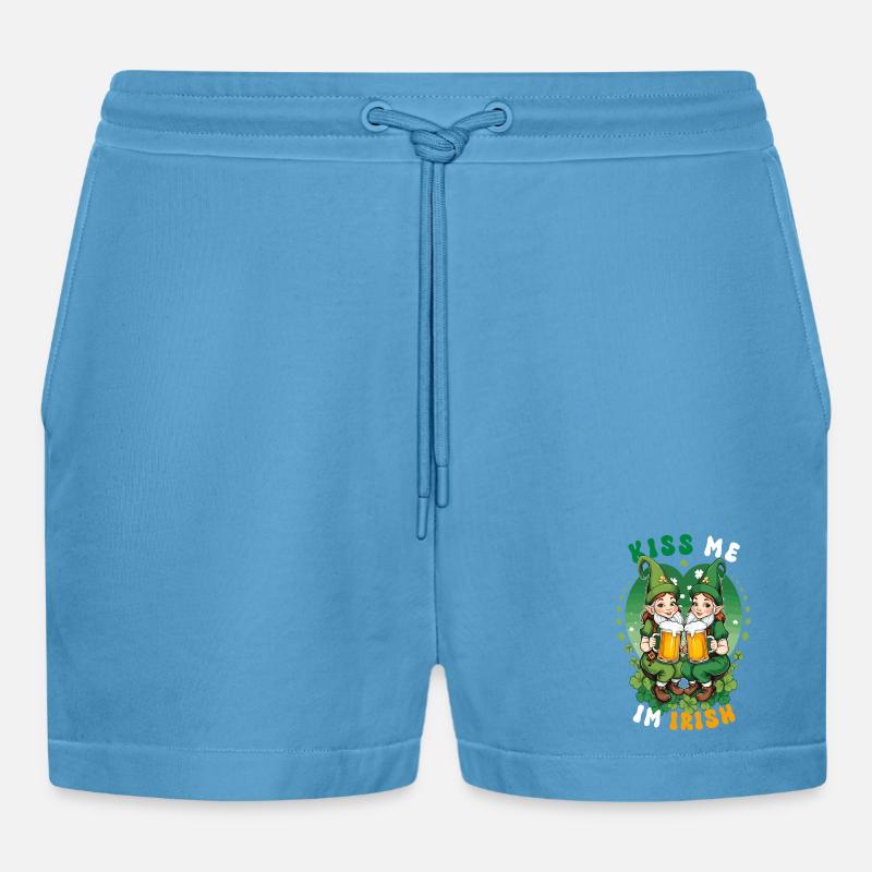 Küss mich, ich bin Irish - Organic Relaxed Cropped Shorts Made in EU -  Sol Blue