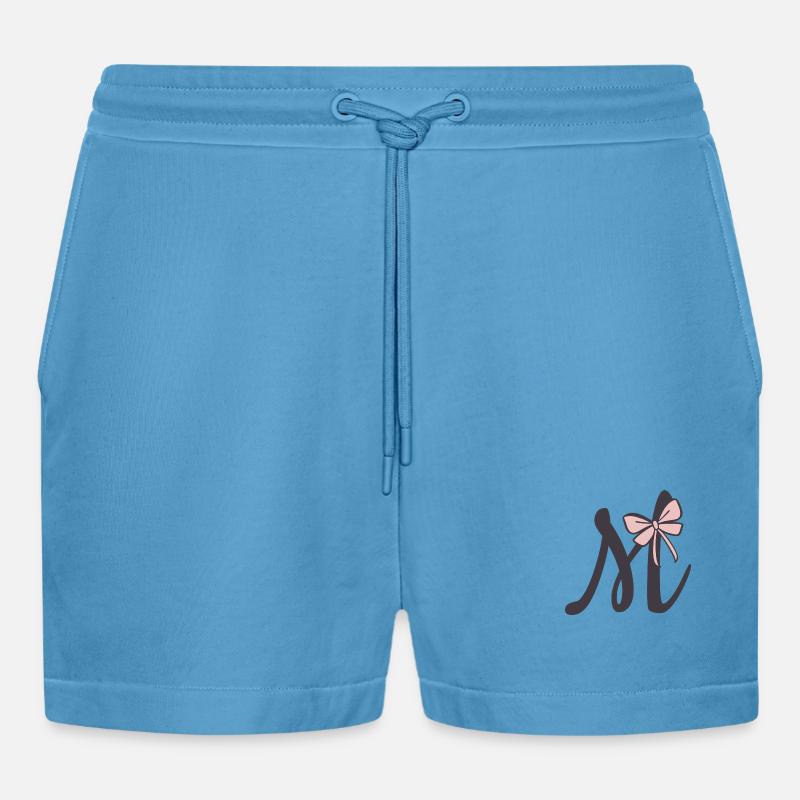 Anfangsbuchstabe M Schleifchen - Organic Relaxed Cropped Shorts Made in EU -  Sol Blue
