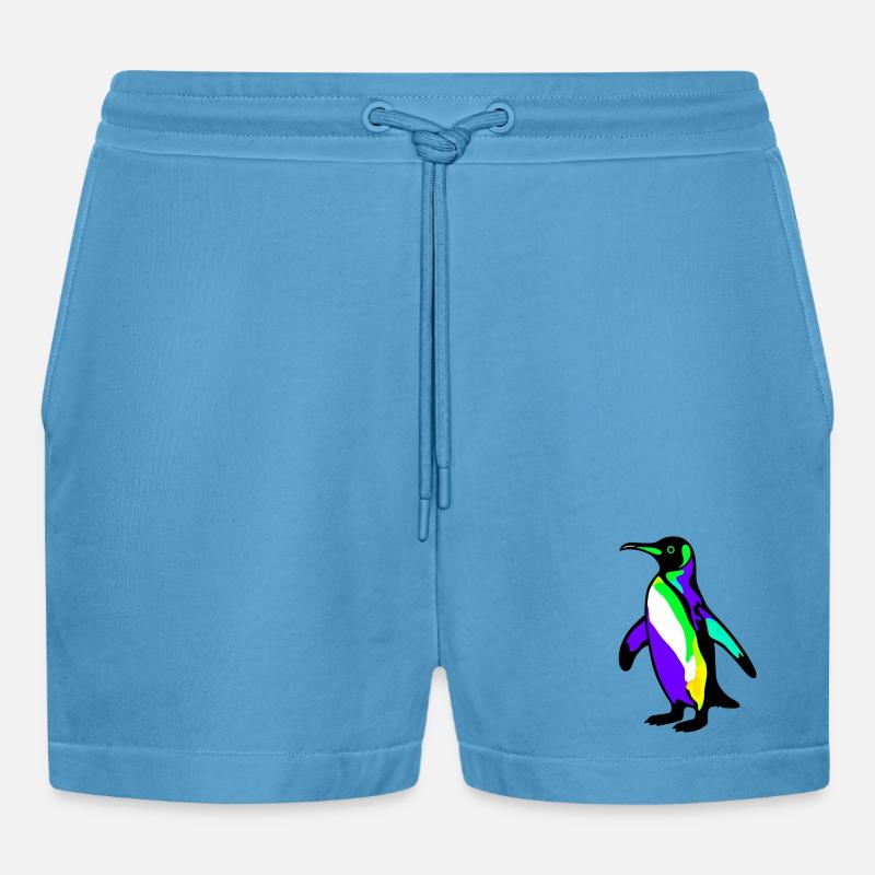 Pinguin - Organic Relaxed Cropped Shorts Made in EU -  Sol Blue