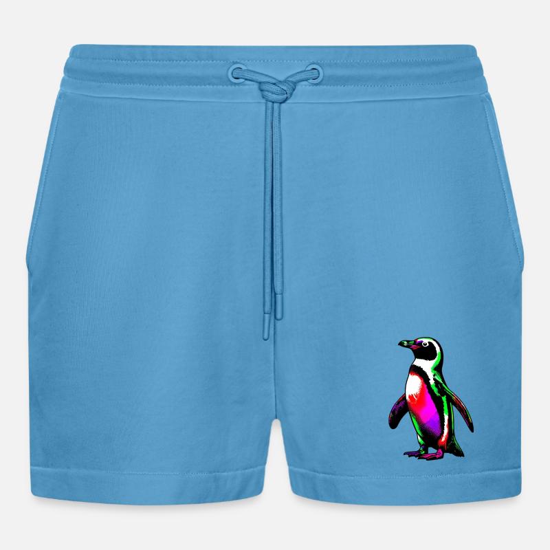 Pinguin - Organic Relaxed Cropped Shorts Made in EU -  Sol Blue