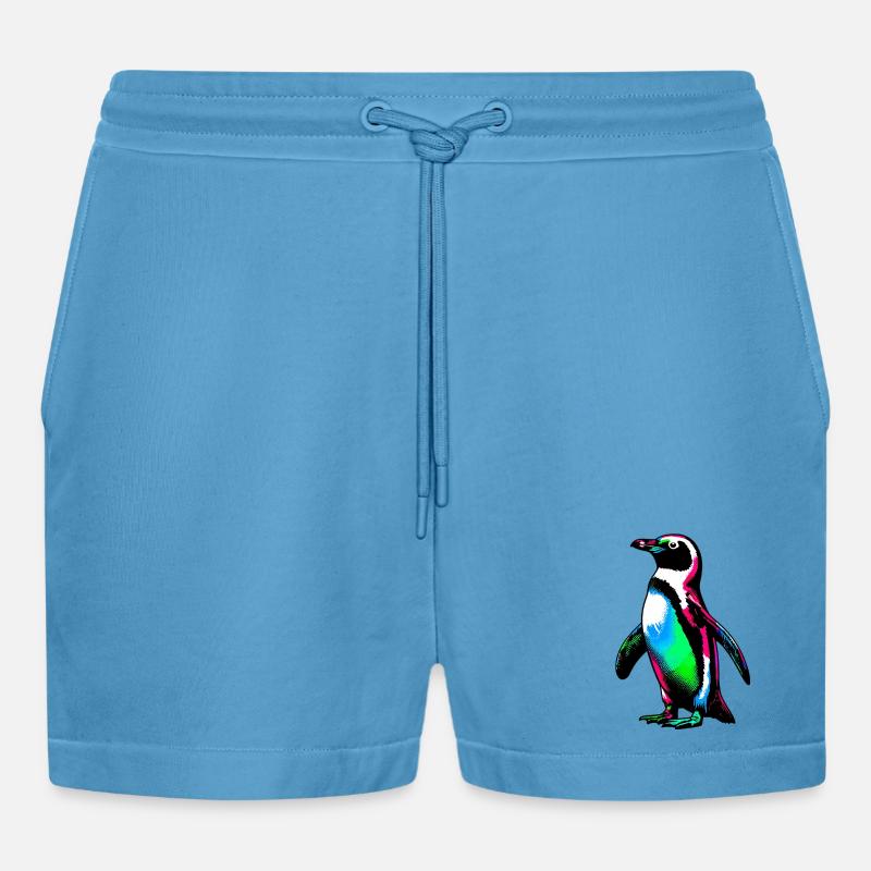 Pinguin - Organic Relaxed Cropped Shorts Made in EU - Sol Blue