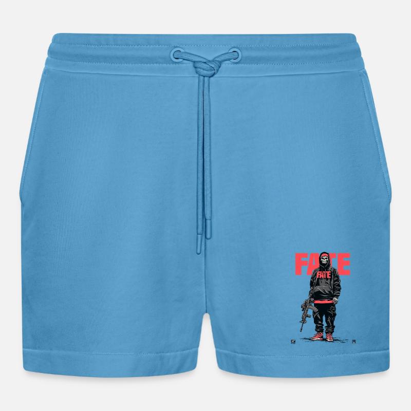 Fate Skeleton - Organic Relaxed Cropped Shorts Made in EU -  Sol Blue