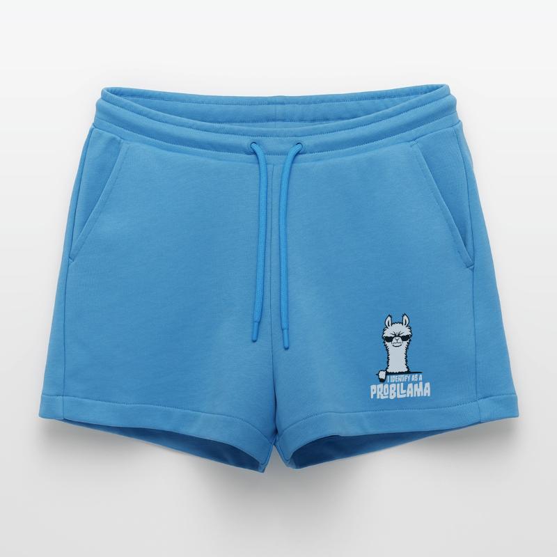 I Identify As A Probllama Cool Lama Problem Spruch Organic Relaxed Cropped Shorts Made in EU