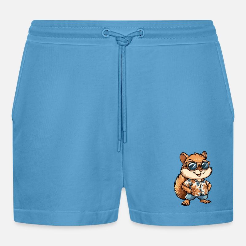 Eichhörnchen Comic Urlaub - Organic Relaxed Cropped Shorts Made in EU -  Sol Blue