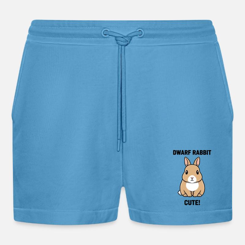 Dwarf Rabbit Dwarf Cute Rabbit Fetish - Organic Relaxed Cropped Shorts Made in EU -  Sol Blue