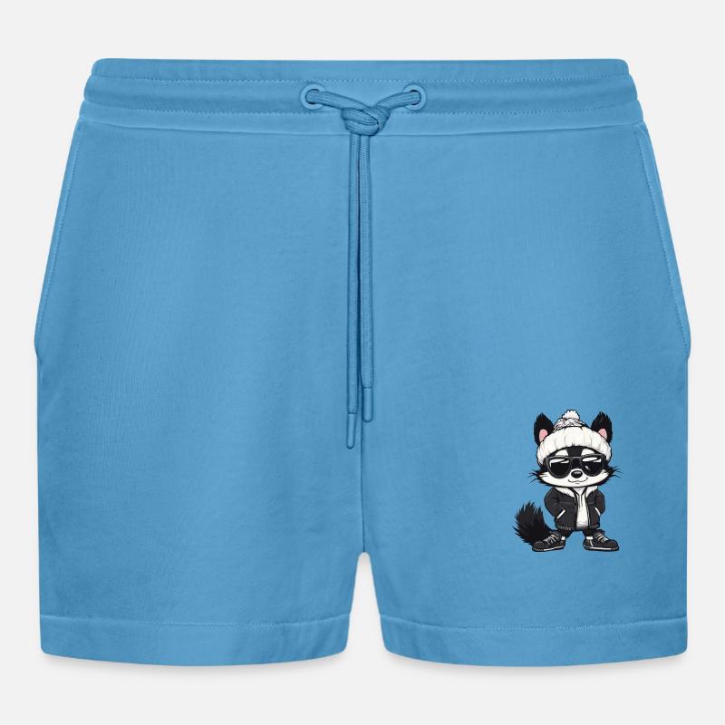 Stinktier Winter Comic - Organic Relaxed Cropped Shorts Made in EU -  Sol Blue