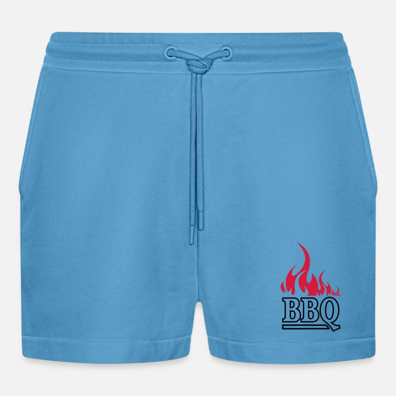 Flammenrot Barbeque BBQ - Organic Relaxed Cropped Shorts Made in EU -  Sol Blue