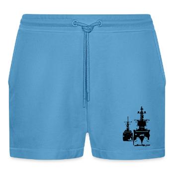 NAVY ship - Organic Relaxed Cropped Shorts Made in EU -  Sol Blue - Front