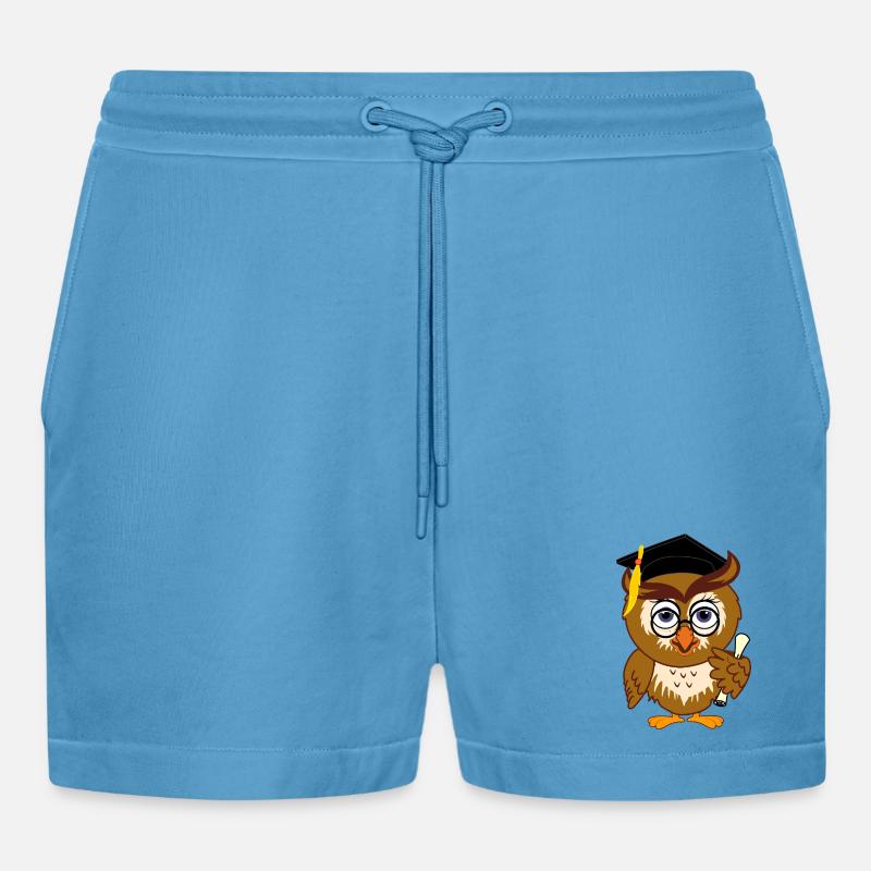 Schlaue Eule mit Diplom - Organic Relaxed Cropped Shorts Made in EU -  Sol Blue