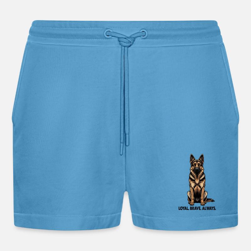 Deutscher Schäferhund Loyal Brave Always - Organic Relaxed Cropped Shorts Made in EU -  Sol Blue