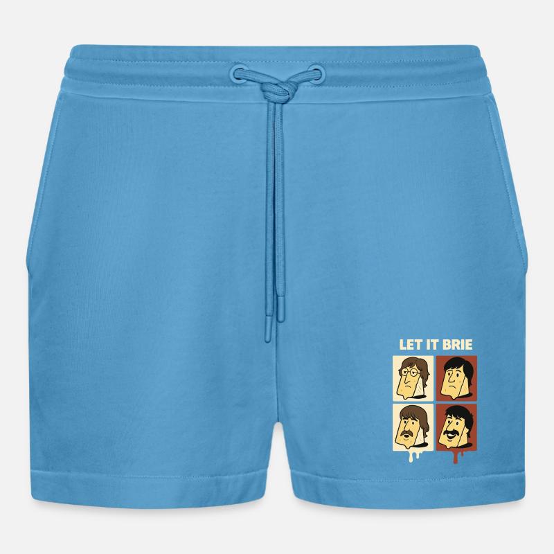 Let It Brie Cheese Quartet - Organic Relaxed Cropped Shorts Made in EU -  Sol Blue