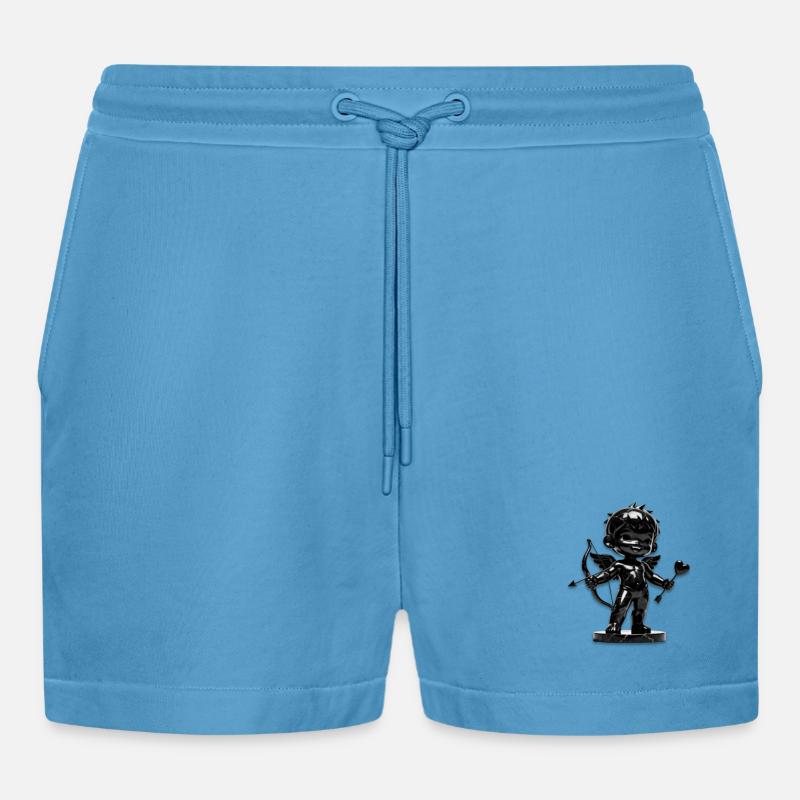 Schwarzer Amor mit Bogen - Organic Relaxed Cropped Shorts Made in EU -  Sol Blue