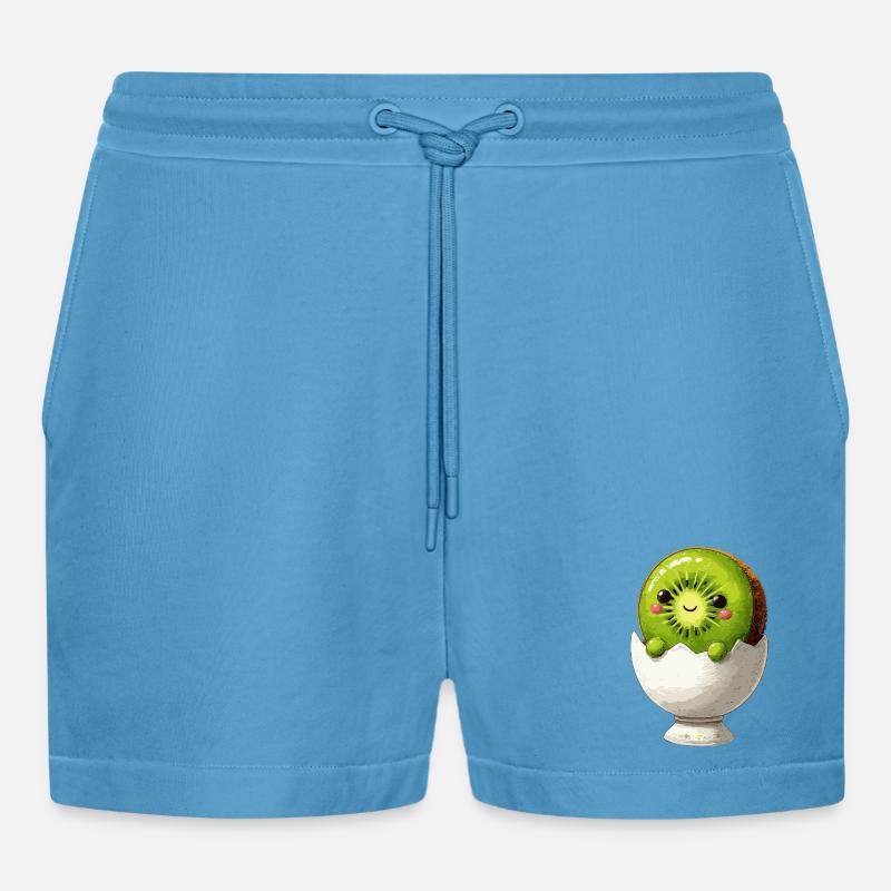 Kiwifruit in eggshell smile - Organic Relaxed Cropped Shorts Made in EU -  Sol Blue