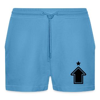 Arrow Rise Icon - Organic Relaxed Cropped Shorts Made in EU -  Sol Blue - Front