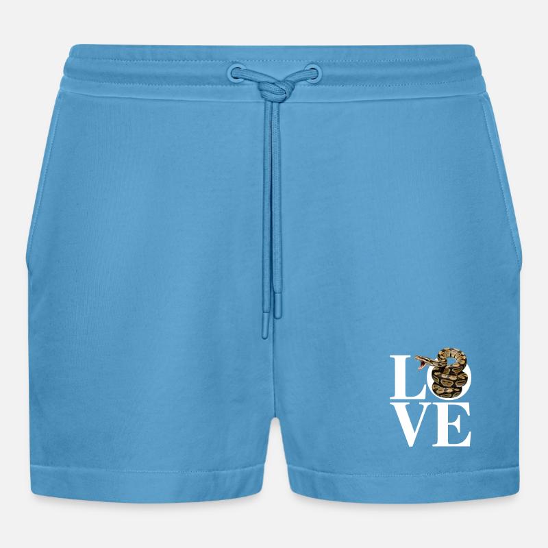 Königspython Schlangen LOVE Terrarium Python - Organic Relaxed Cropped Shorts Made in EU -  Sol Blue