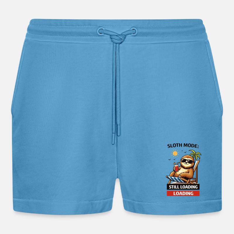Sloth Mode: Still Loading - Organic Relaxed Cropped Shorts Made in EU -  Sol Blue