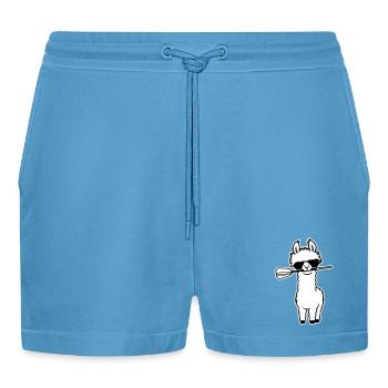 Cooles Lama Alpaka Sonnenbrille Dartpfeil Maul Süß - Organic Relaxed Cropped Shorts Made in EU -  Sol Blue - Vorne