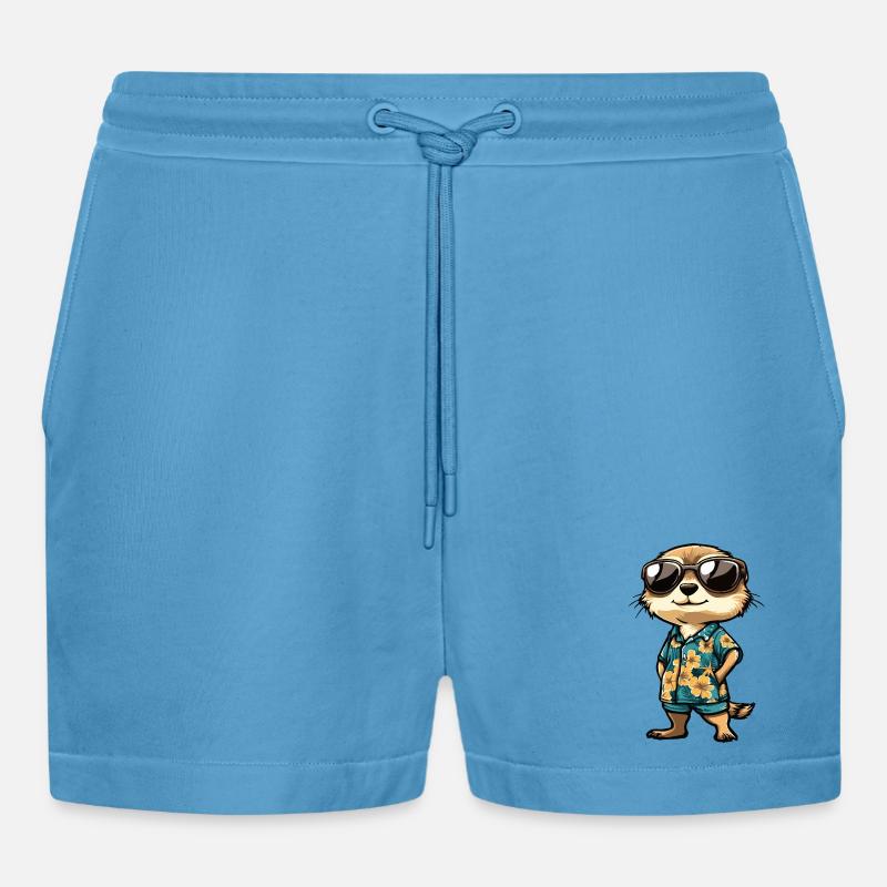 Erdmännchen Comic Urlaub - Organic Relaxed Cropped Shorts Made in EU - Sol Blue
