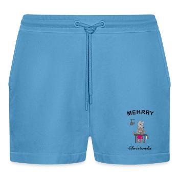 Mehrry Christmehs, Merry Christmas in NL - Organic Relaxed Cropped Shorts Made in EU -  Sol Blue - Front