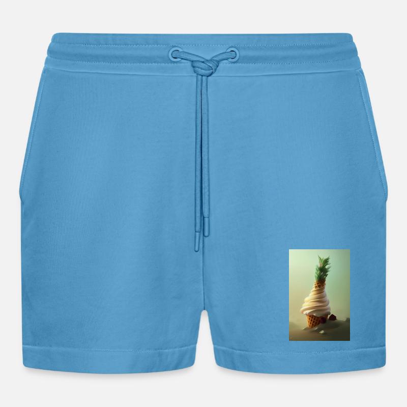 Eiscreme - Organic Relaxed Cropped Shorts Made in EU -  Sol Blue