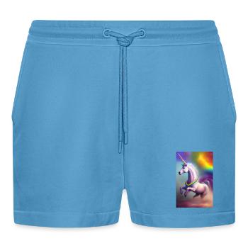 Unicorn - Organic Relaxed Cropped Shorts Made in EU -  Sol Blue - Front