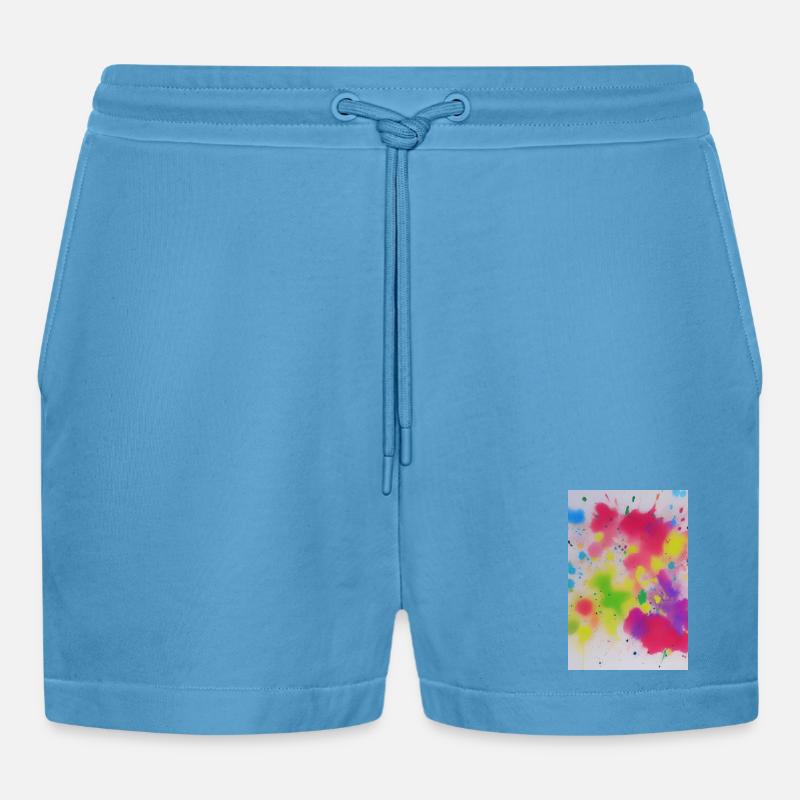 Bunte Farbspritzer - Organic Relaxed Cropped Shorts Made in EU -  Sol Blue