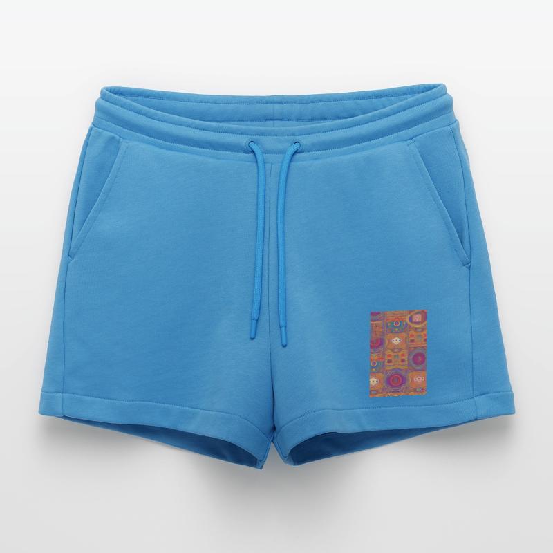 Retro Pattern Organic Relaxed Cropped Shorts Made in EU