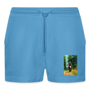 Motocross Fahren - Organic Relaxed Cropped Shorts Made in EU -  Sol Blue - Vorne