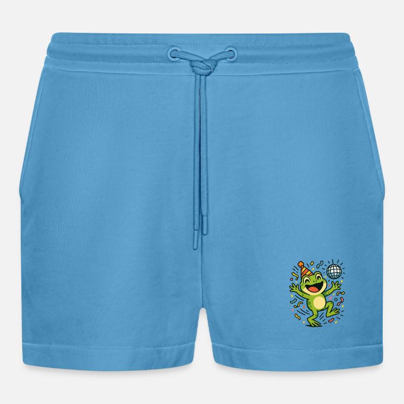 Party Frog - Organic Relaxed Cropped Shorts Made in EU -  Sol Blue