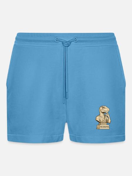 Philosoraptor - Organic Relaxed Cropped Shorts Made in EU - Sol Blue