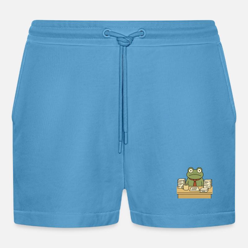 Business Frog - Organic Relaxed Cropped Shorts Made in EU -  Sol Blue