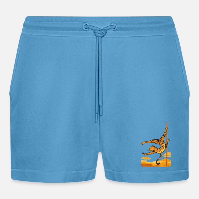 Pole Dance Leopardin Poledancerin Geschenk - Organic Relaxed Cropped Shorts Made in EU -  Sol Blue