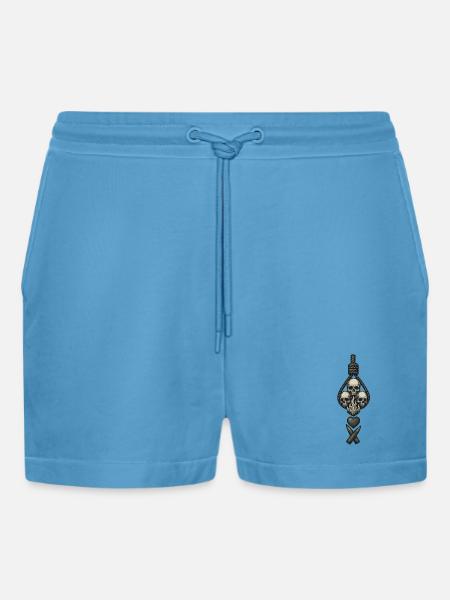 Avi Collection – Skulls & Flame - Organic Relaxed Cropped Shorts Made in EU -  Sol Blue