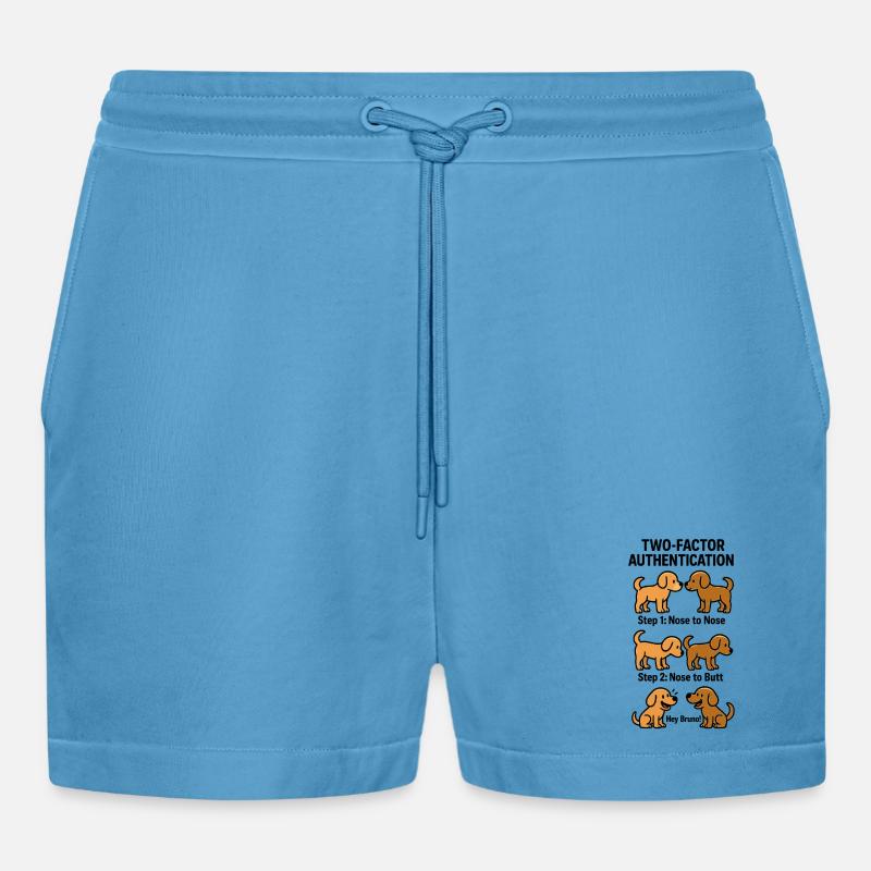 Two Factor Authentication Hunde - Organic Relaxed Cropped Shorts Made in EU -  Sol Blue