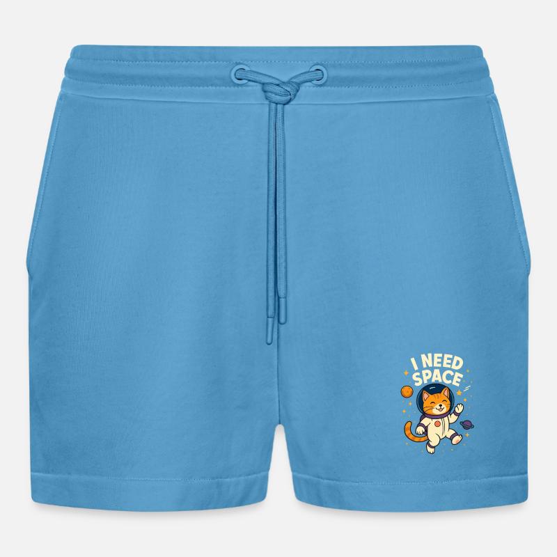 Mignon chat astronaute de l’espace - Short bio décontracté court fabriqué en UE -  Sol Blue