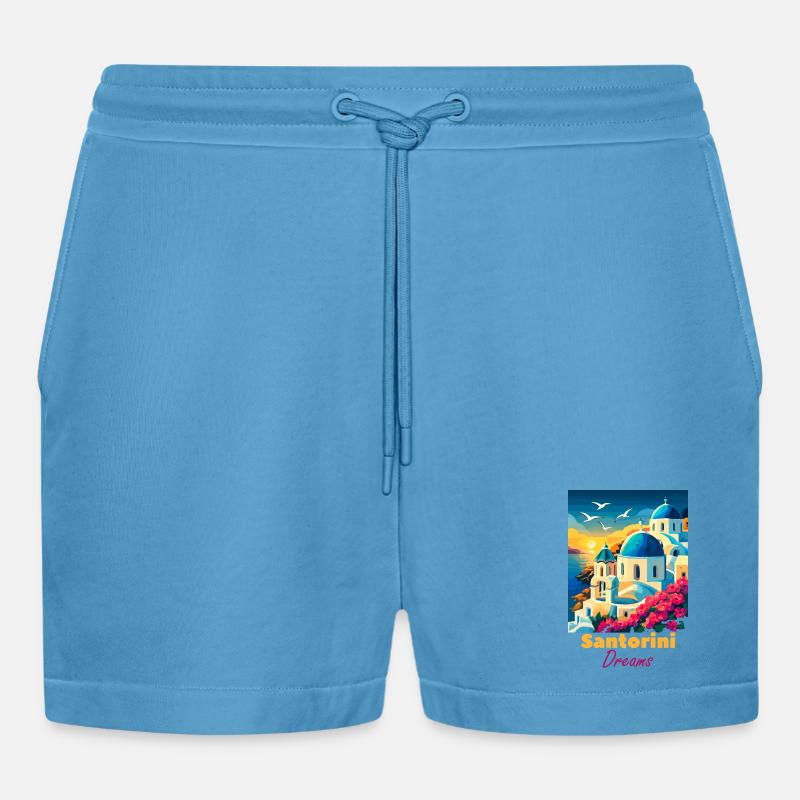 Santorini Dream Light - Organic Relaxed Cropped Shorts Made in EU -  Sol Blue