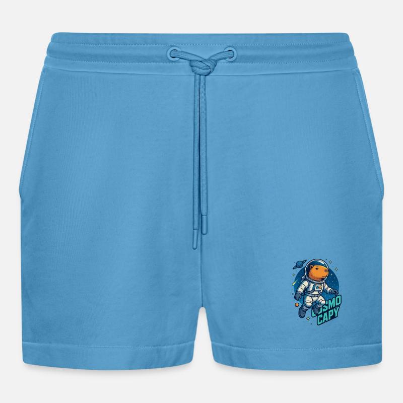 Cosmo Capy – Romkapybara-skjorte 🚀 - Organic Relaxed cropped shorts produsert i EU - Sol Blue