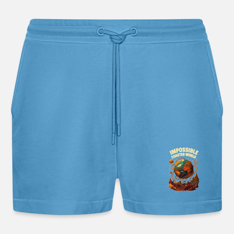 Impossible Roller Coaster World - Organic Relaxed Cropped Shorts Made in EU - Sol Blue