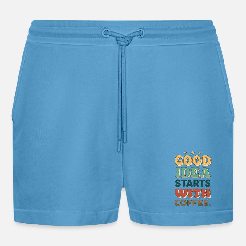 Die gute Idee beginnt mit Kaffee - Organic Relaxed Cropped Shorts Made in EU -  Sol Blue
