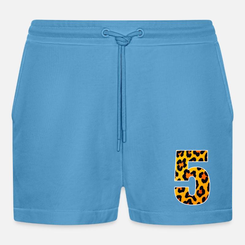 Leopard 5 Fur Pattern - Organic Relaxed Cropped Shorts Made in EU -  Sol Blue