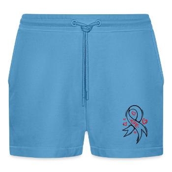 Hope Herz Cancer Schleife - Organic Relaxed Cropped Shorts Made in EU -  Sol Blue - Vorne