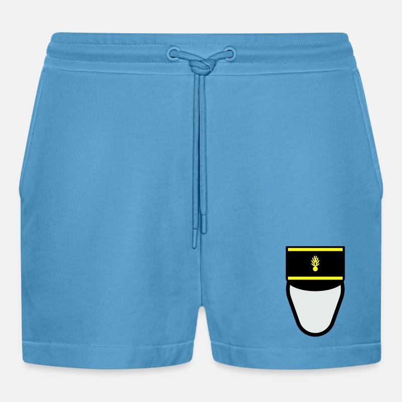 Gendarm Képi G.M. (Mobile Constable) - Organic Relaxed Cropped Shorts Made in EU -  Sol Blue