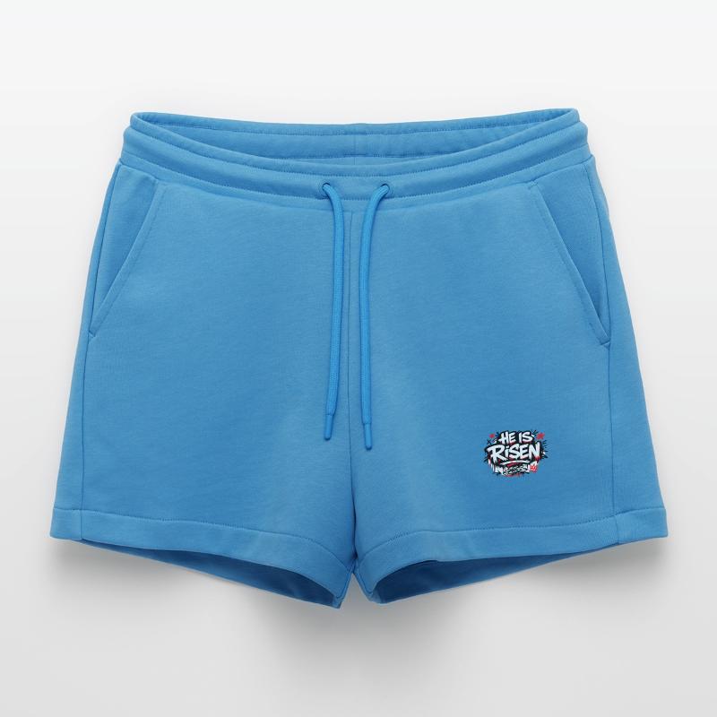 He is Risen Graffiti Ostern Organic Relaxed Cropped Shorts Made in EU