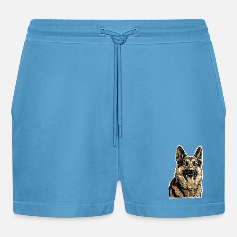 Deutscher Schäferhund - Organic Relaxed Cropped Shorts Made in EU -  Sol Blue