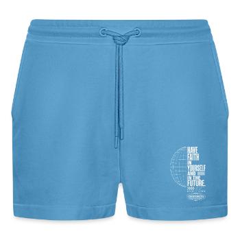 Glaube an dich und Zukunft - Organic Relaxed Cropped Shorts Made in EU -  Sol Blue - Vorne